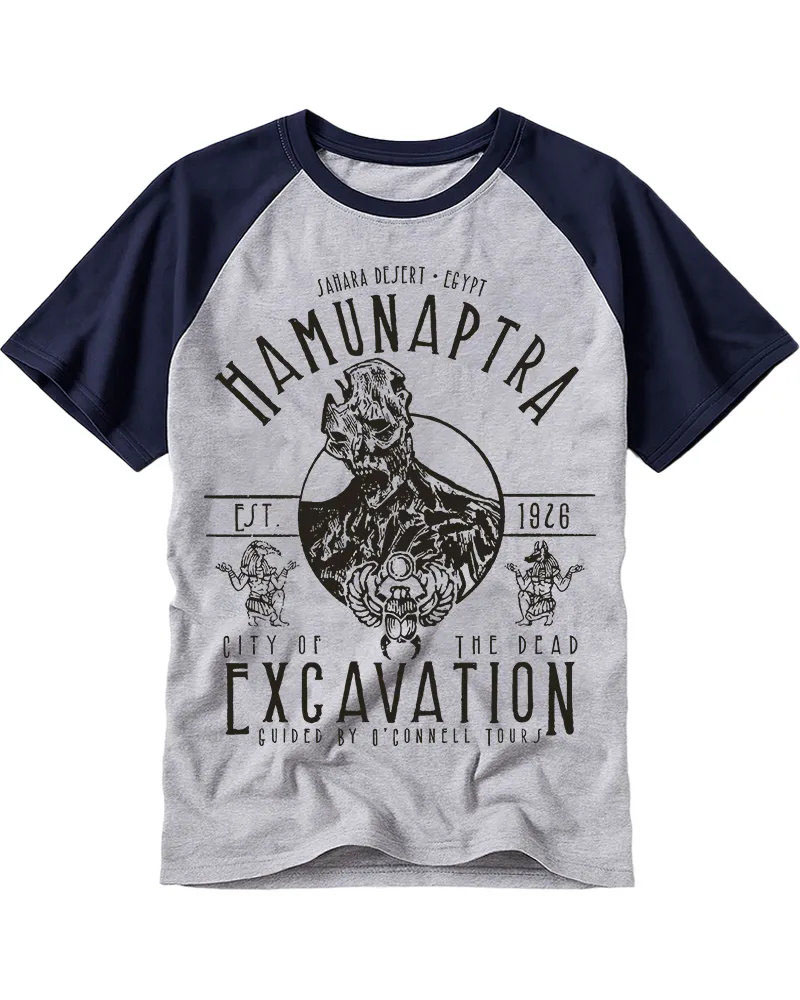 Vintage Black & White Ancient Monster Cotton Baseball T-Shirt