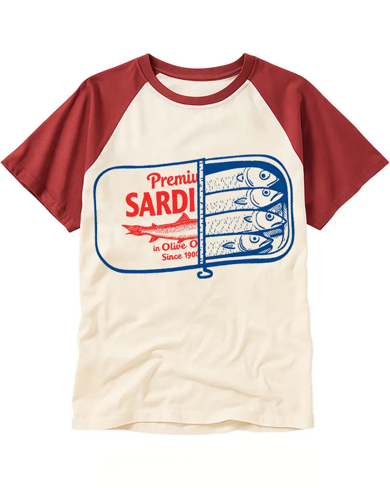Vintage Seafood Can Graphic Raglan Tee
