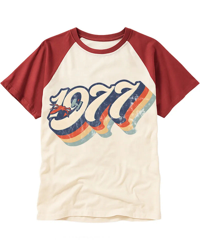70s Colorful Gradient Stripes Cotton Baseball Tee