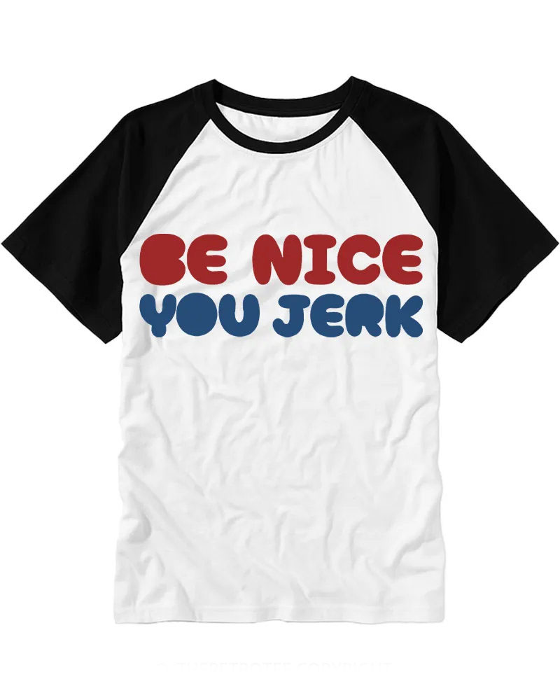 Retro Bold Color Slogan Raglan Tee