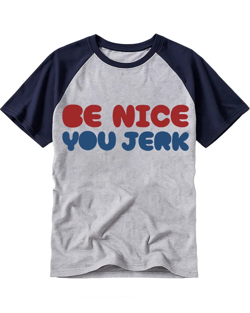 Retro Bold Color Slogan Raglan Tee