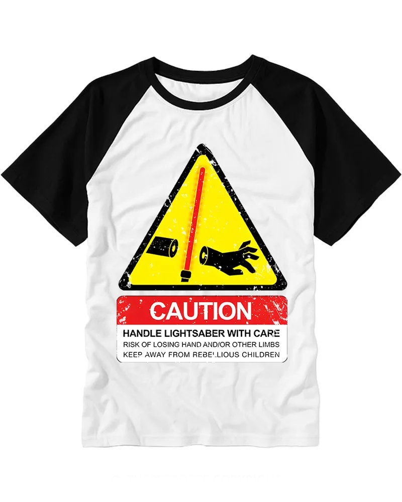 Retro Sci-Fi Warning Sign Raglan Tee