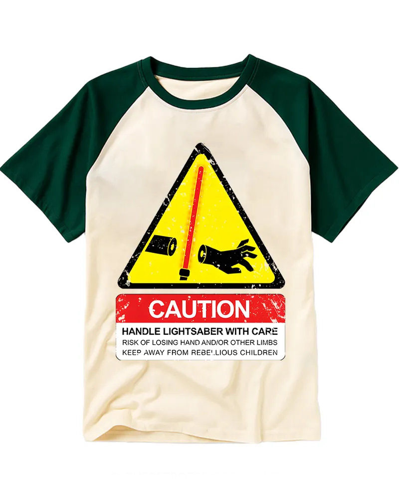 Retro Sci-Fi Warning Sign Raglan Tee