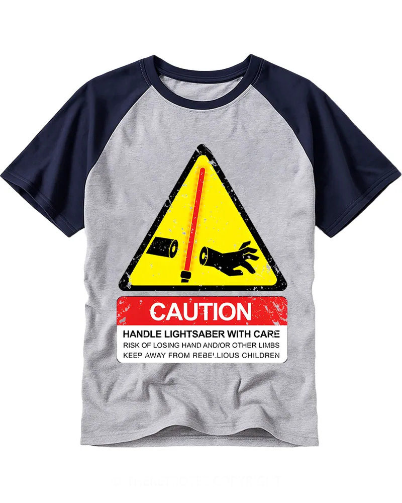 Retro Sci-Fi Warning Sign Raglan Tee