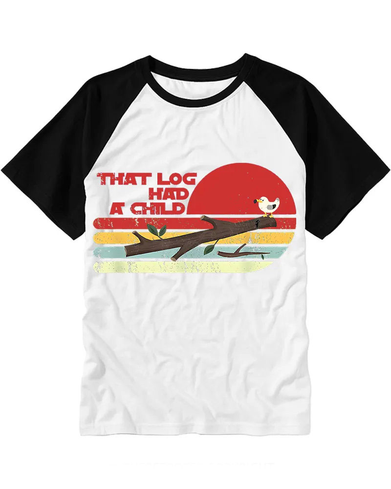 Retro Sunset Log & Bird Raglan Tee