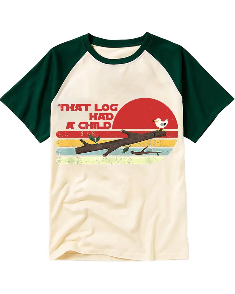 Retro Sunset Log & Bird Raglan Tee