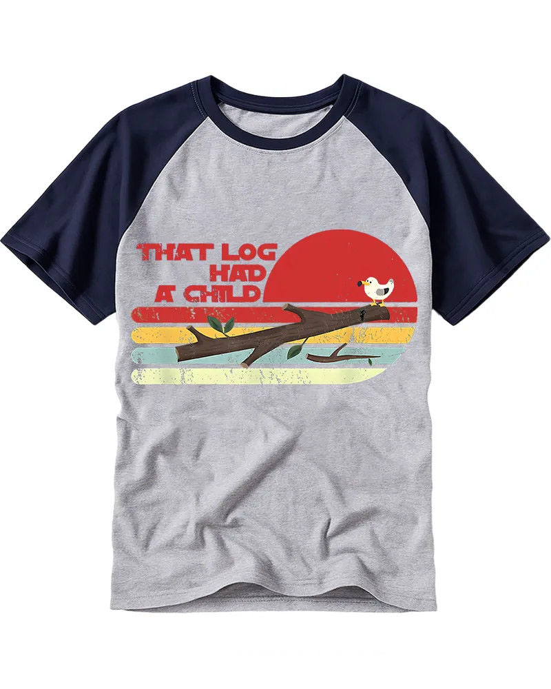 Retro Sunset Log & Bird Raglan Tee