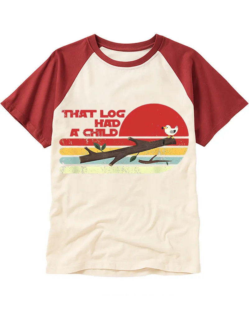 Retro Sunset Log & Bird Raglan Tee