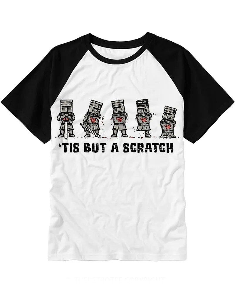 Funny Medieval Knight Sequence Cotton Baseball Tee