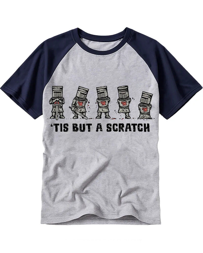 Funny Medieval Knight Sequence Cotton Baseball Tee