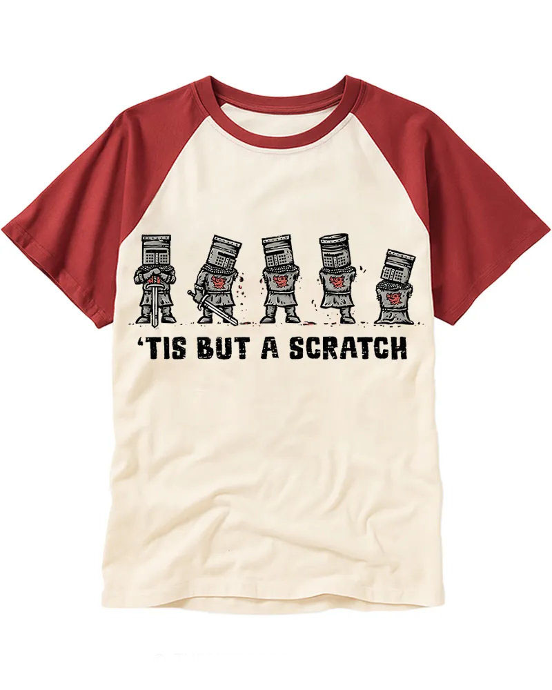 Funny Medieval Knight Sequence Cotton Baseball Tee
