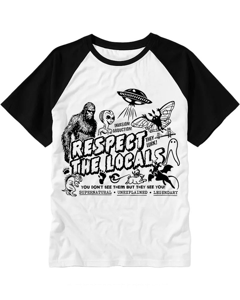 Retro Cryptid Collage Cotton Raglan Tee