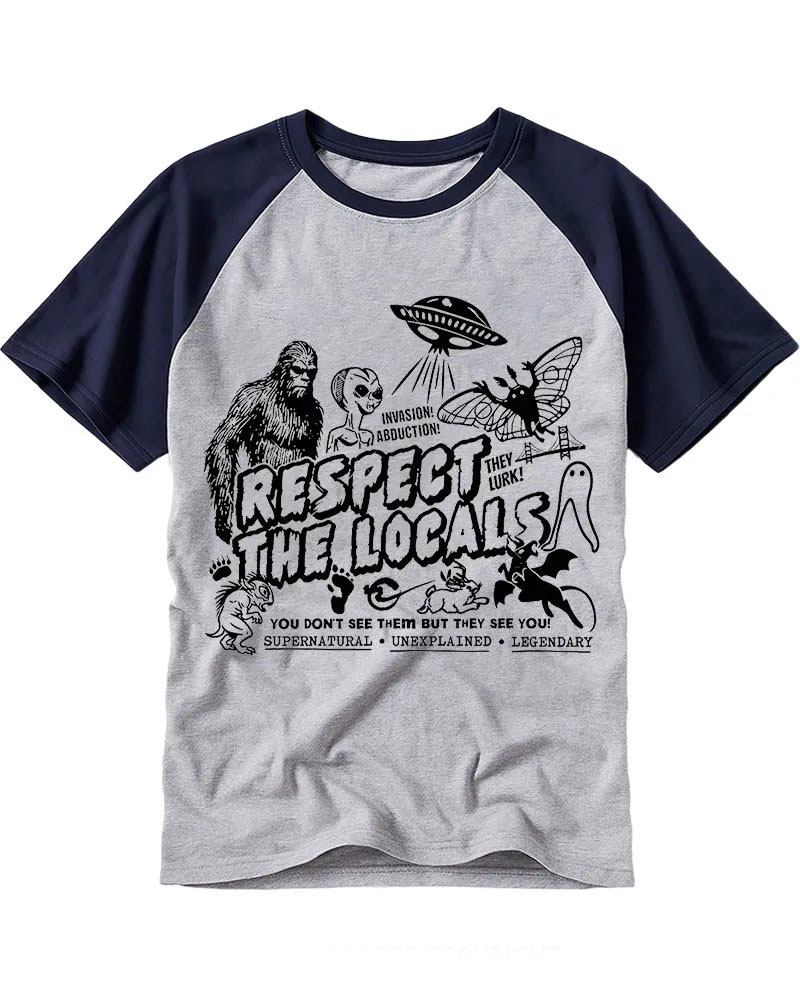 Retro Cryptid Collage Cotton Raglan Tee
