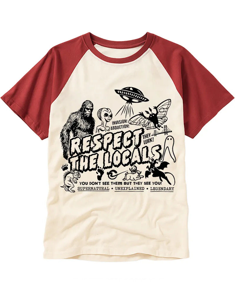 Retro Cryptid Collage Cotton Raglan Tee