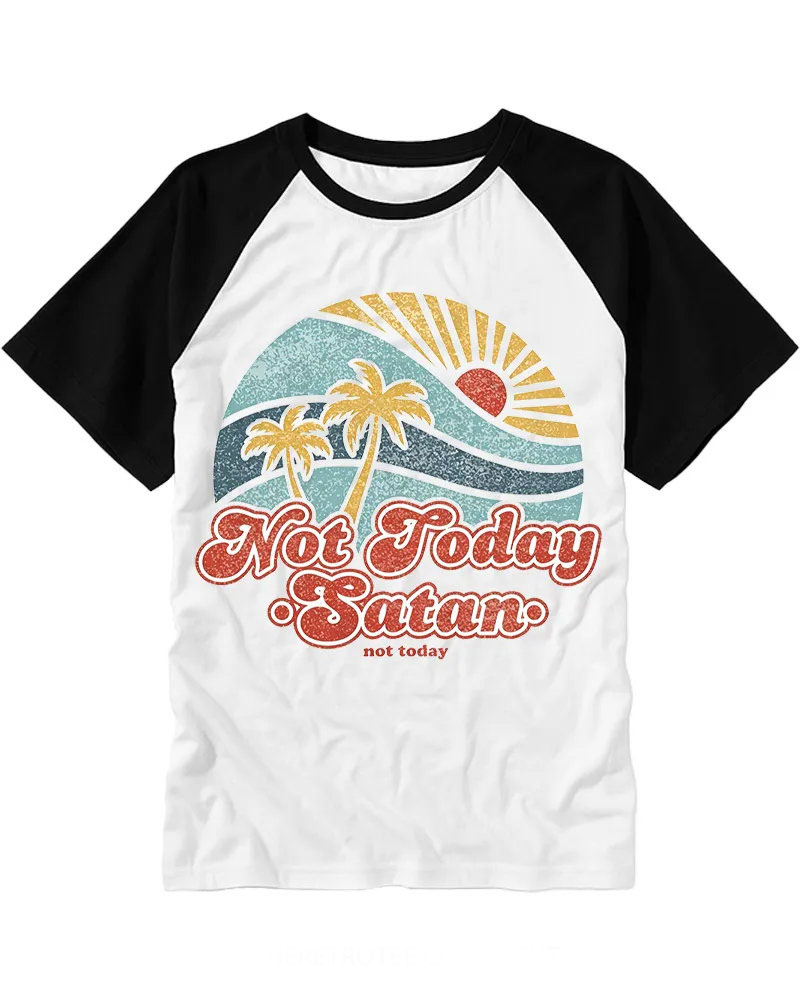 Retro Tropical Sunset Funny Quote Cotton Raglan T-Shirt