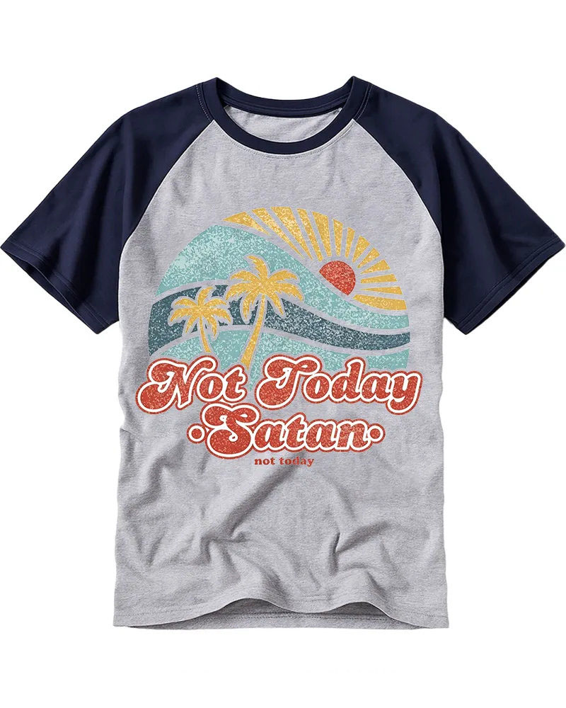 Retro Tropical Sunset Funny Quote Cotton Raglan T-Shirt