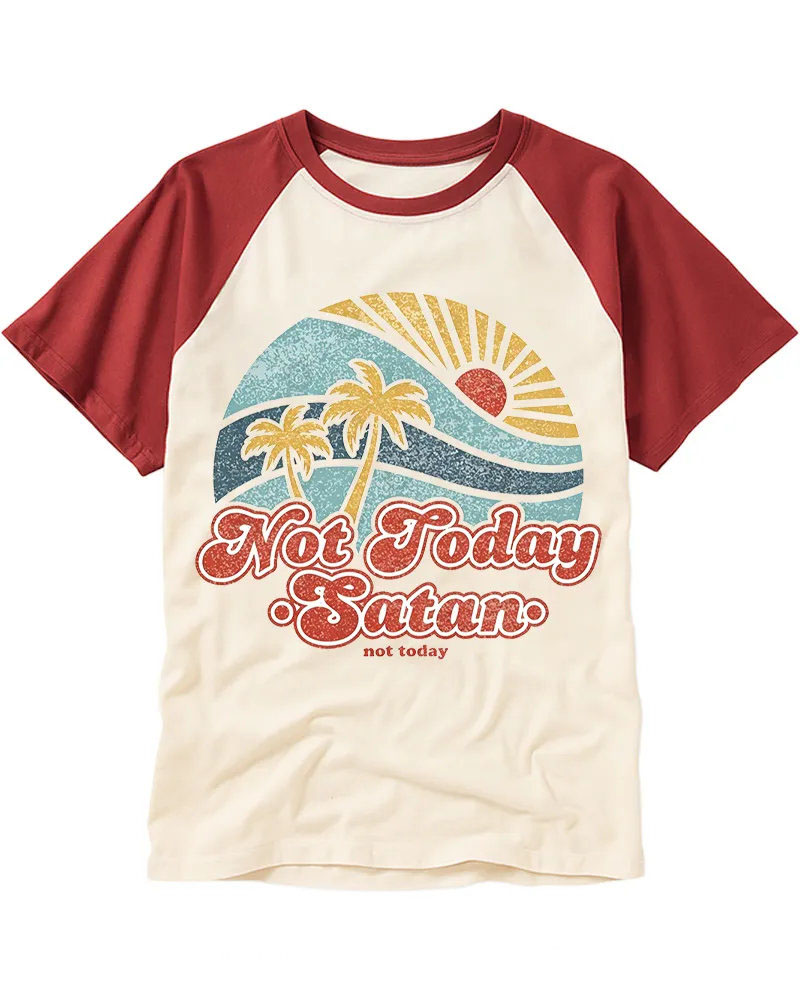 Retro Tropical Sunset Funny Quote Cotton Raglan T-Shirt