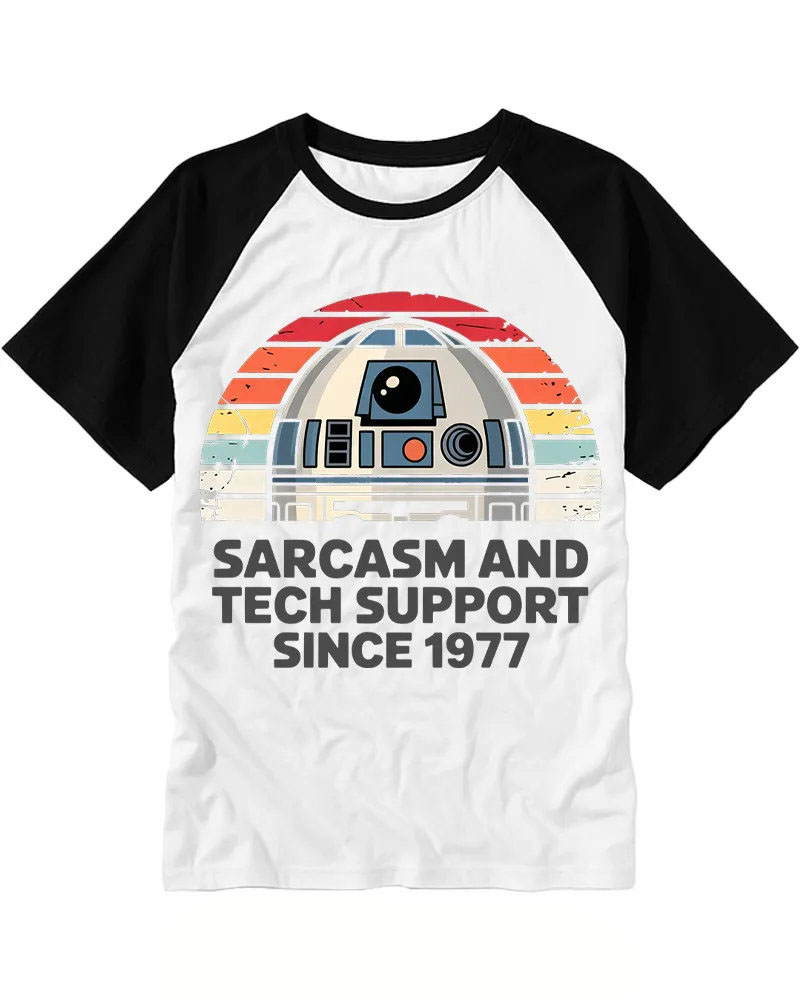 Vintage Sci-Fi Droid Graphic Raglan Tee