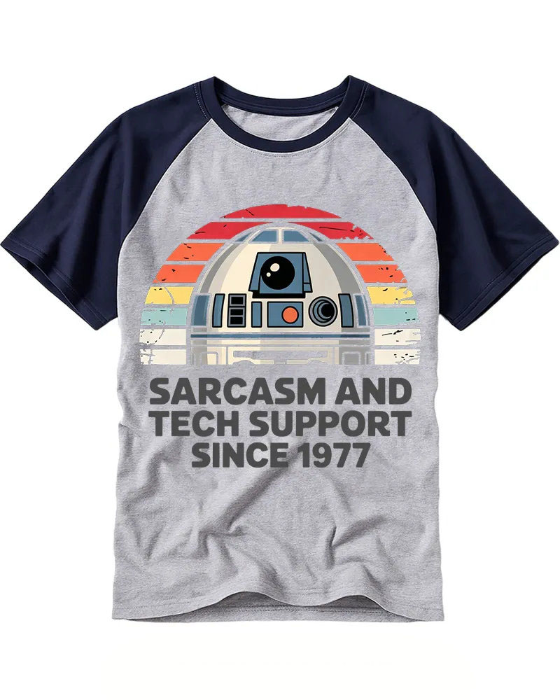 Vintage Sci-Fi Droid Graphic Raglan Tee