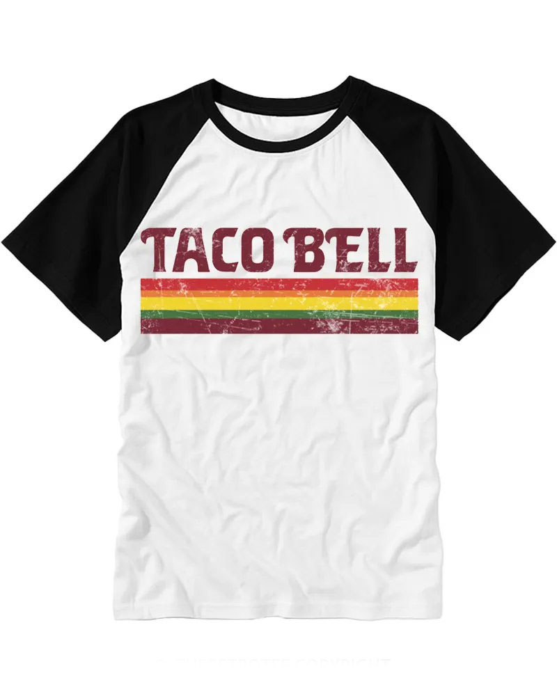Retro Color-Block Cotton Baseball Tee