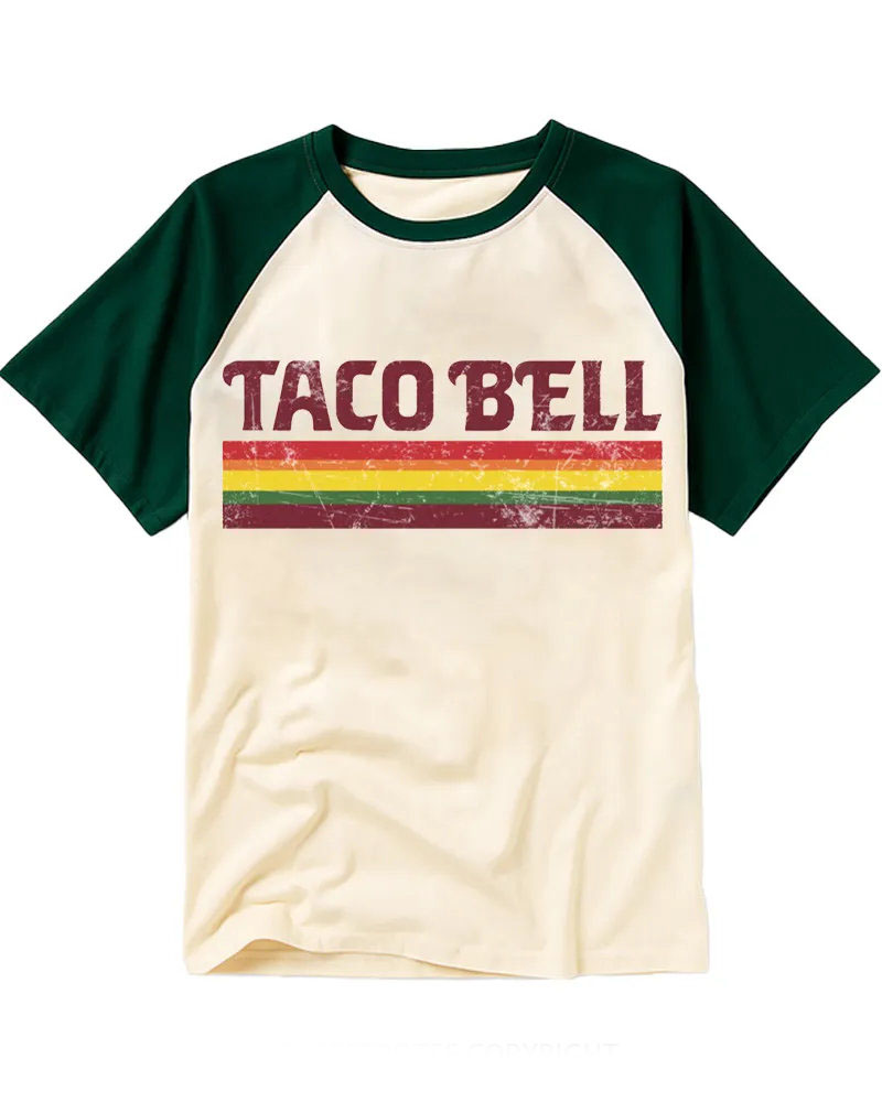 Retro Color-Block Cotton Baseball Tee