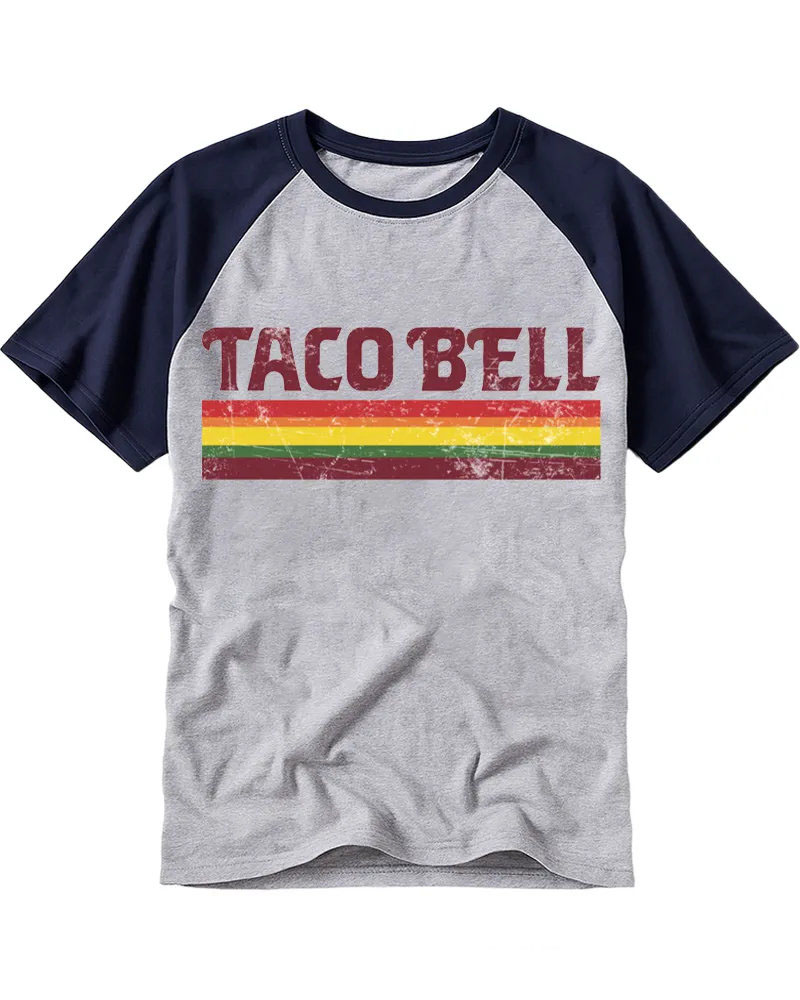 Retro Color-Block Cotton Baseball Tee