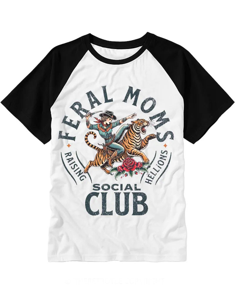Western Cowgirl & Tiger Graphic Raglan Tee