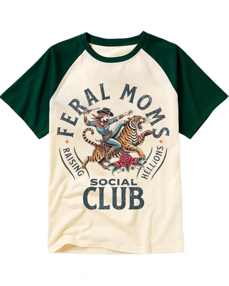 Western Cowgirl & Tiger Graphic Raglan Tee