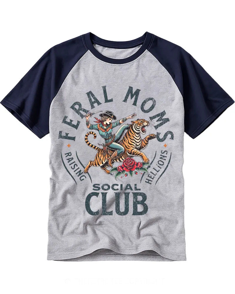 Western Cowgirl & Tiger Graphic Raglan Tee