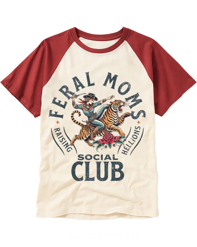 Western Cowgirl & Tiger Graphic Raglan Tee