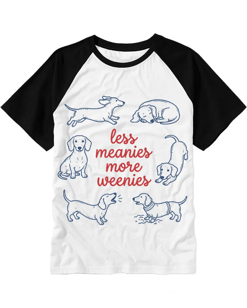 Cute Sketch Dachshund Slogan Raglan Tee