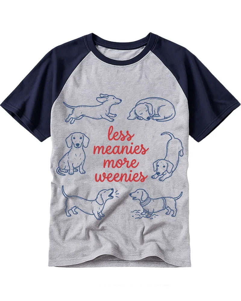 Cute Sketch Dachshund Slogan Raglan Tee