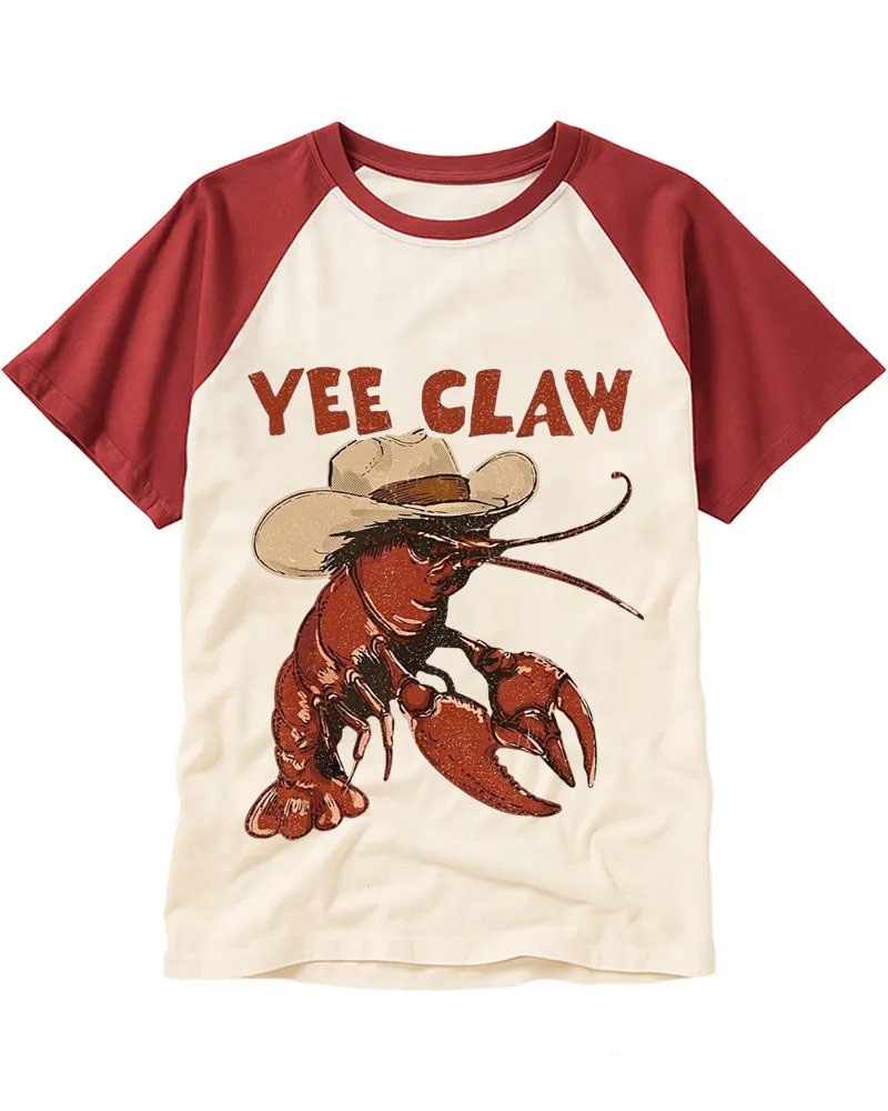 Funny Western Crawfish Cowboy Raglan Tee