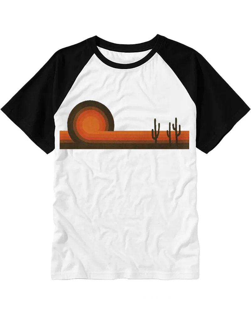 Minimalist Western Desert Cactus Retro Raglan Tee