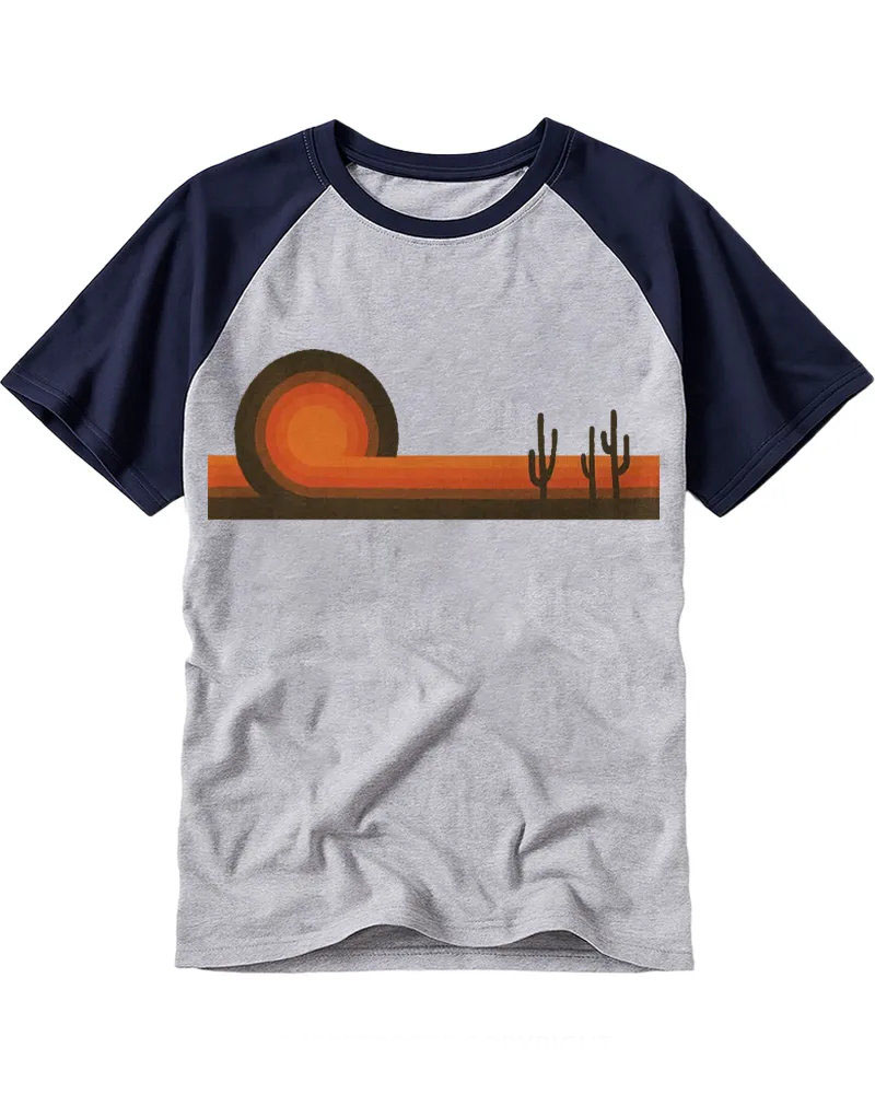 Minimalist Western Desert Cactus Retro Raglan Tee