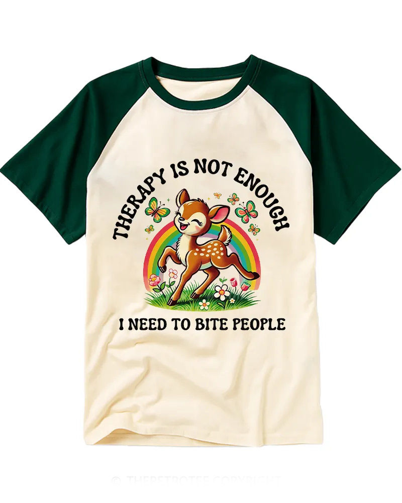 Cute but Unhinged Rainbow Fawn Cotton Baseball Tee