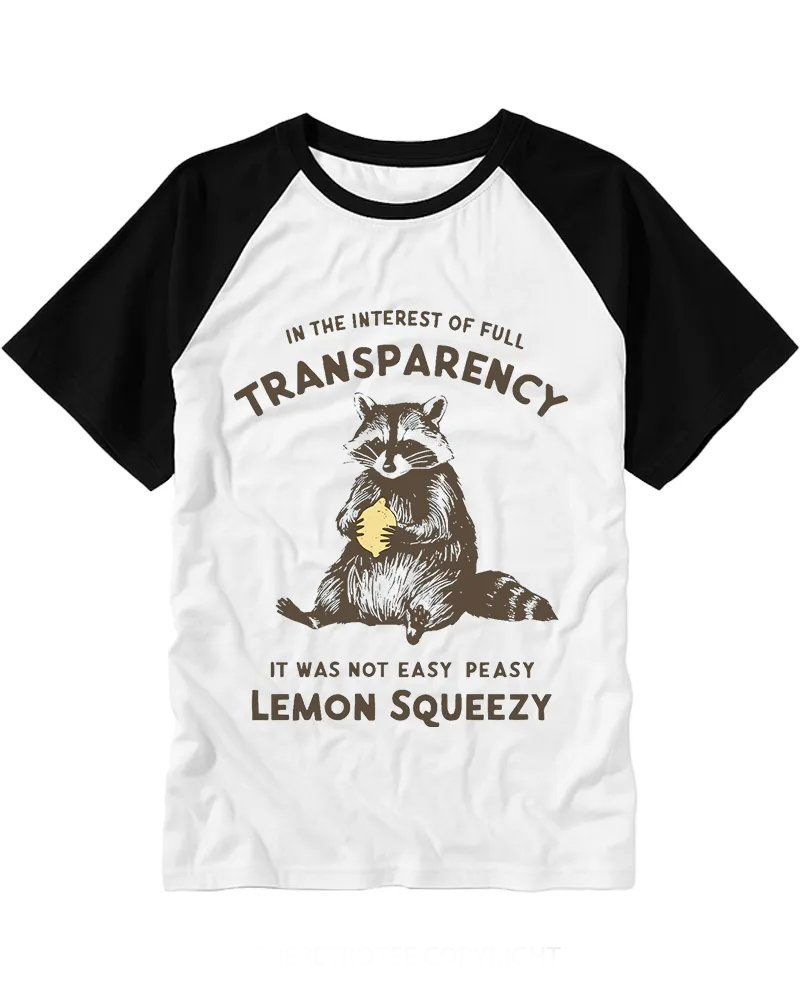 Vintage Funny "Lemon Squeezy" Raccoon Cotton Baseball T-Shirt