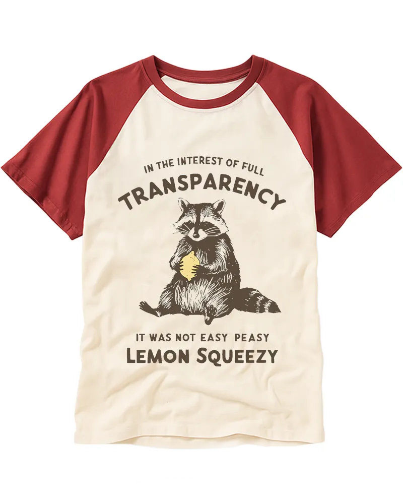 Vintage Funny "Lemon Squeezy" Raccoon Cotton Baseball T-Shirt