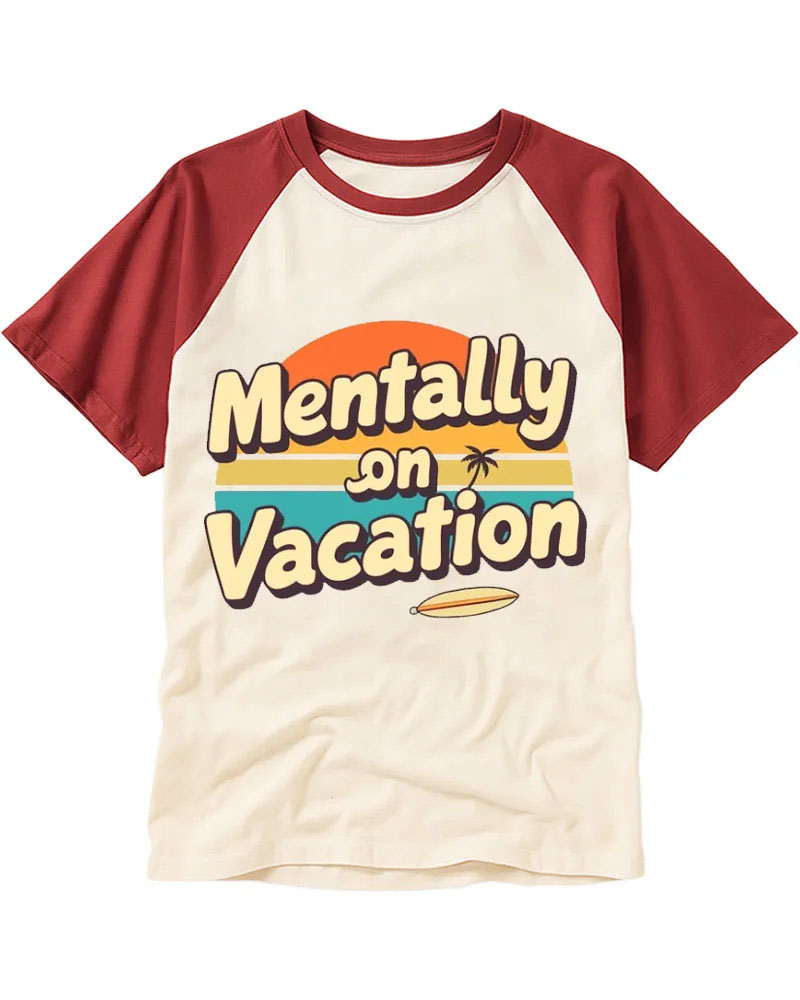 Vintage Tropical Surf Vibe Graphic Raglan Tee