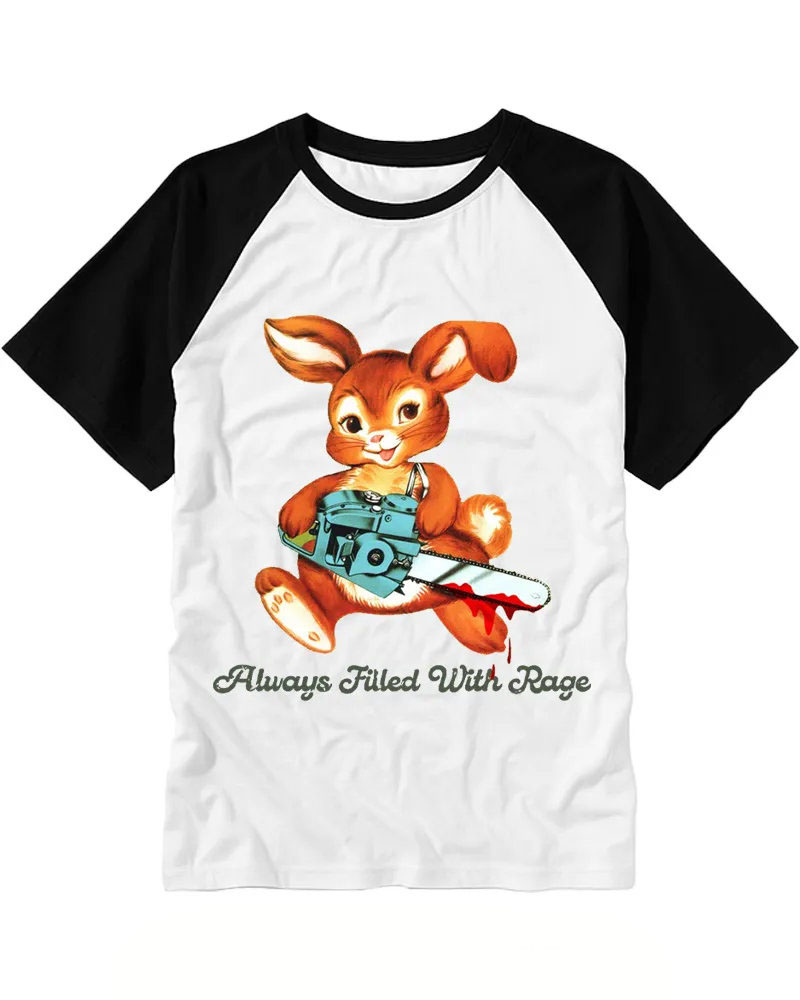 Retro Cute But Deadly Bunny Raglan Tee