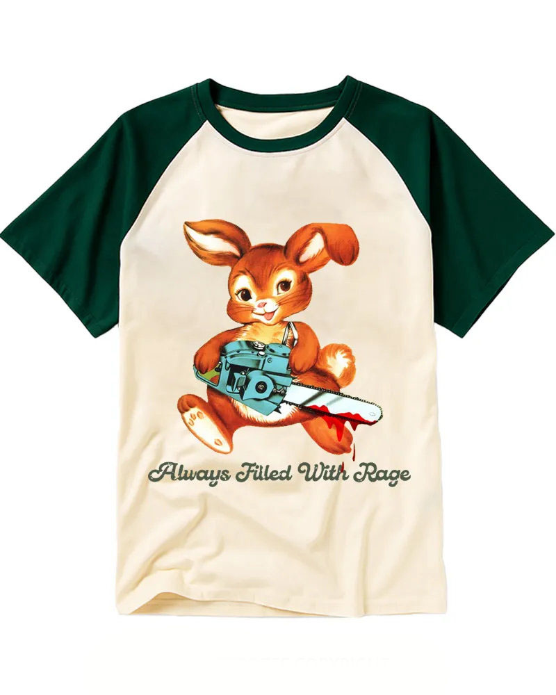 Retro Cute But Deadly Bunny Raglan Tee