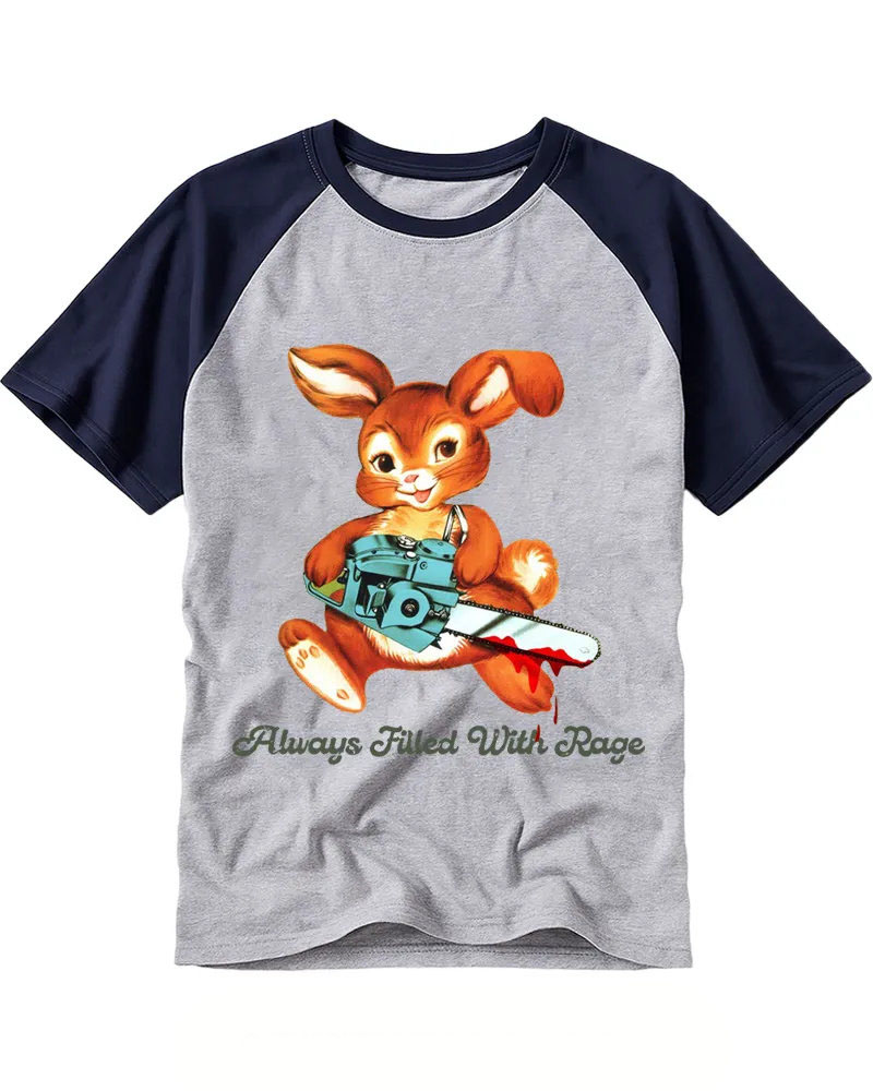 Retro Cute But Deadly Bunny Raglan Tee