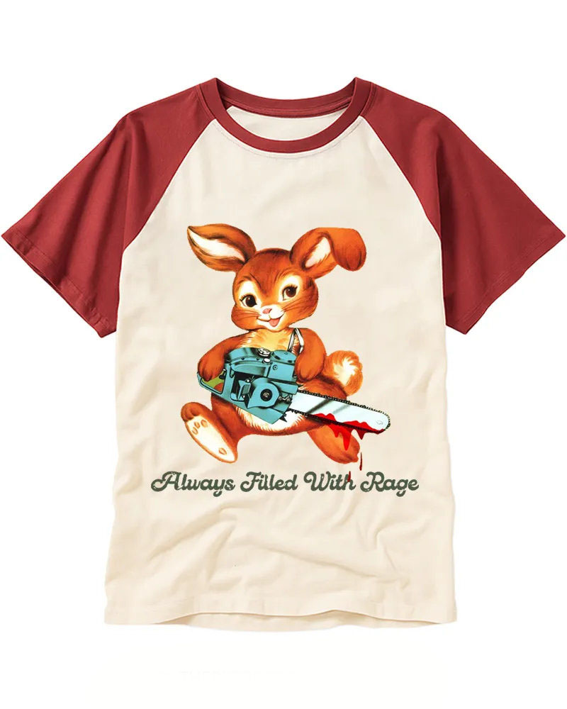 Retro Cute But Deadly Bunny Raglan Tee