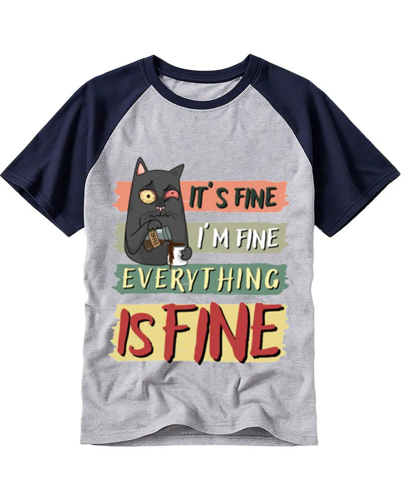 Sarcastic Overworked Cat Raglan Tee