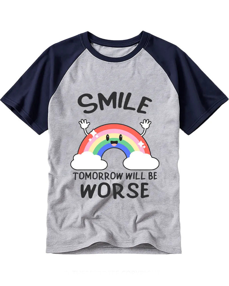 Funny Kawaii Rainbow Graphic Raglan Tee
