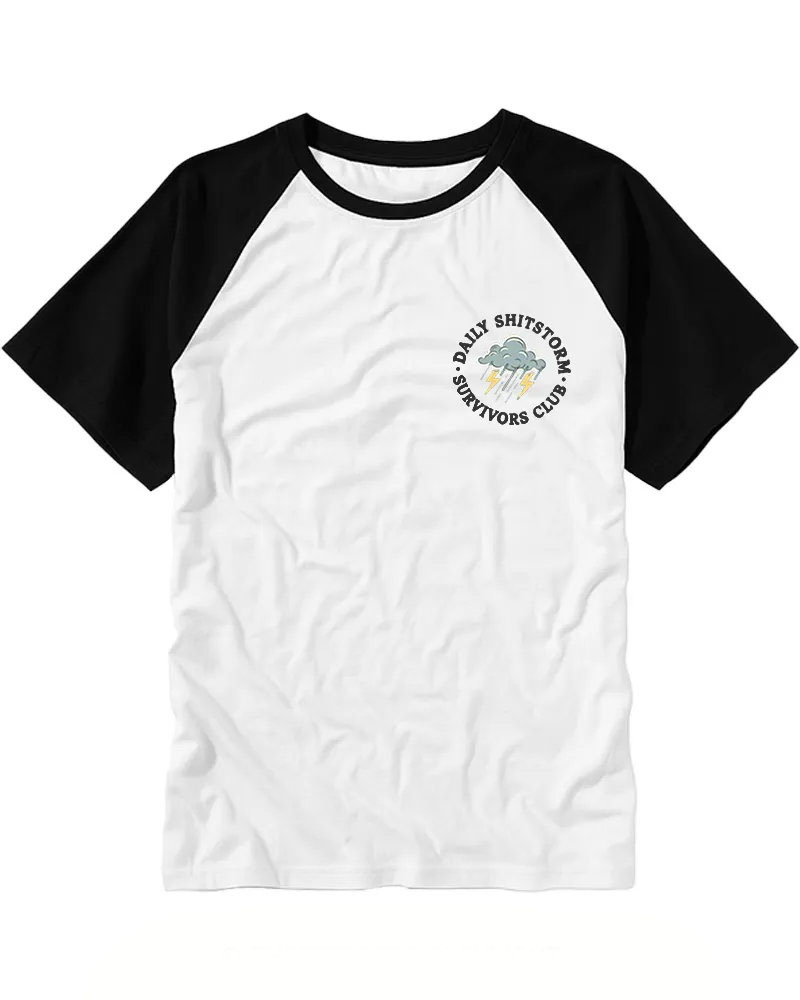 Retro Tiny Rain Thunder Logo Graphic Raglan Tee