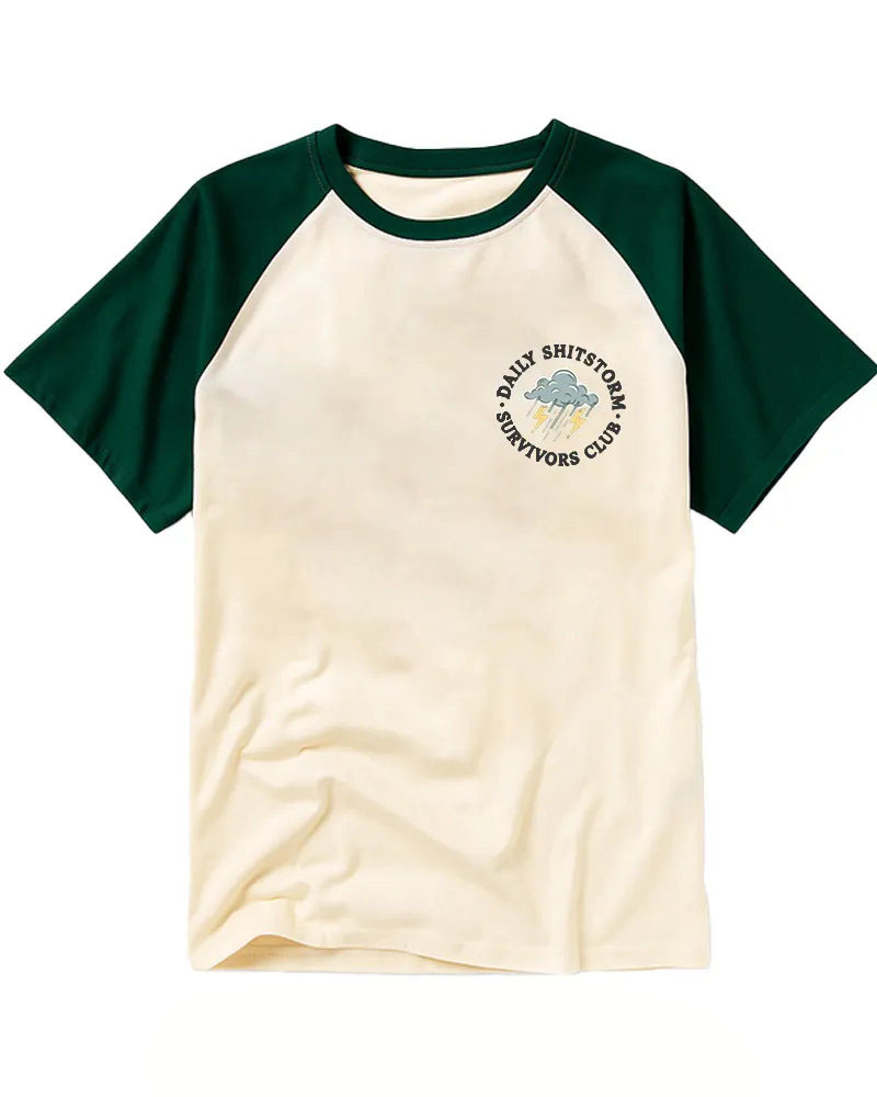 Retro Tiny Rain Thunder Logo Graphic Raglan Tee