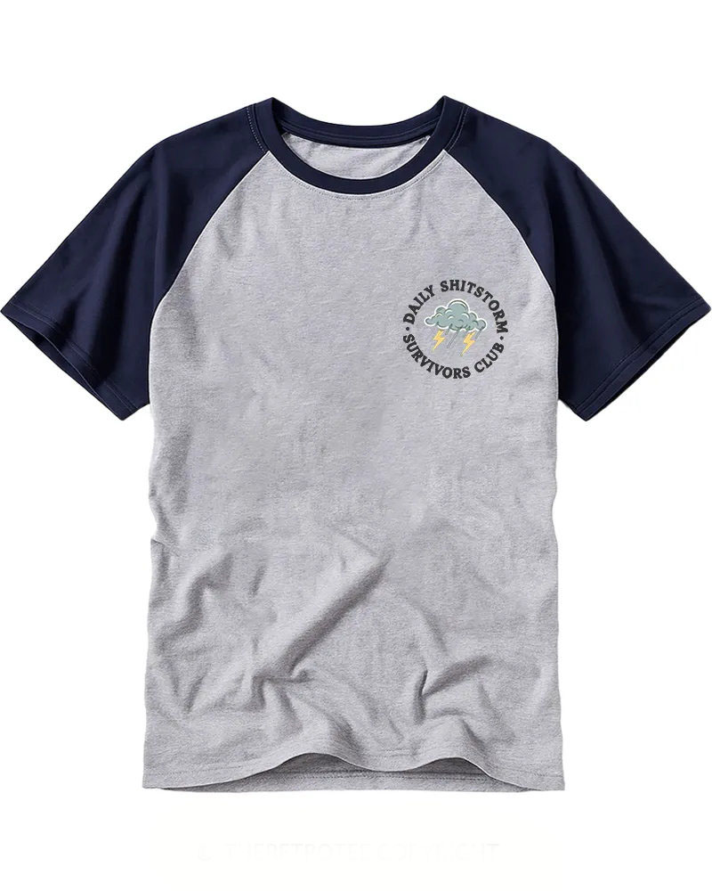 Retro Tiny Rain Thunder Logo Graphic Raglan Tee