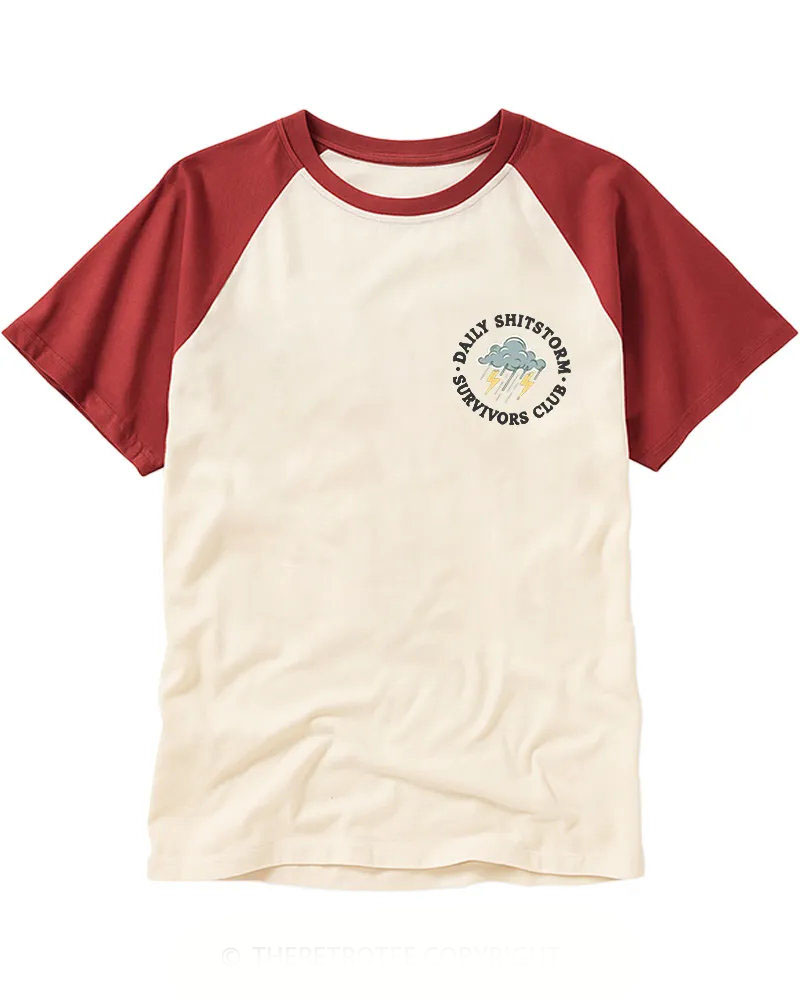 Retro Tiny Rain Thunder Logo Graphic Raglan Tee