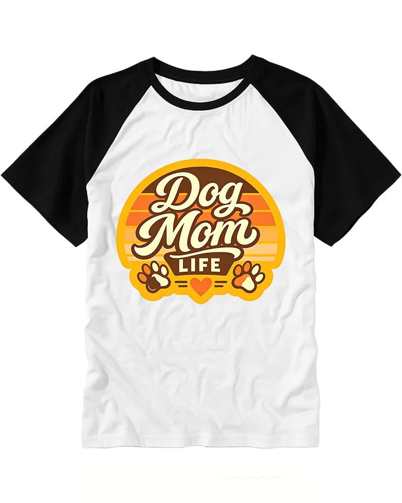 Retro Sunset Dog Paw Raglan Tee